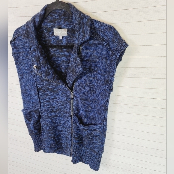 MICHAEL STARS WOOL BLEND MOTO STYLE BLUE & BLACK VEST, SZ XS/S - Picture 3 of 8